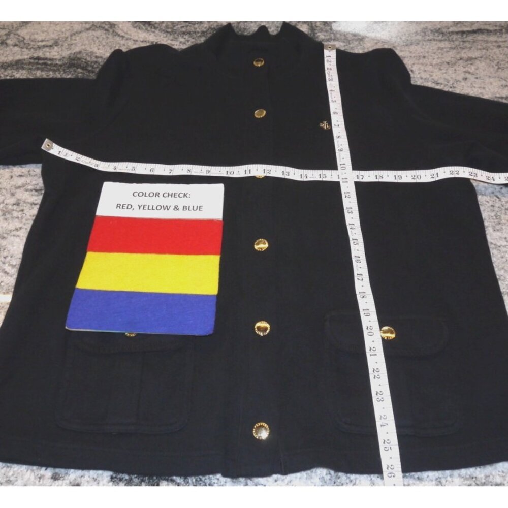 Lauren RALPH LAUREN black cardigan cotton sweater soft knit gold snaps Women 2XL - Picture 2 of 4